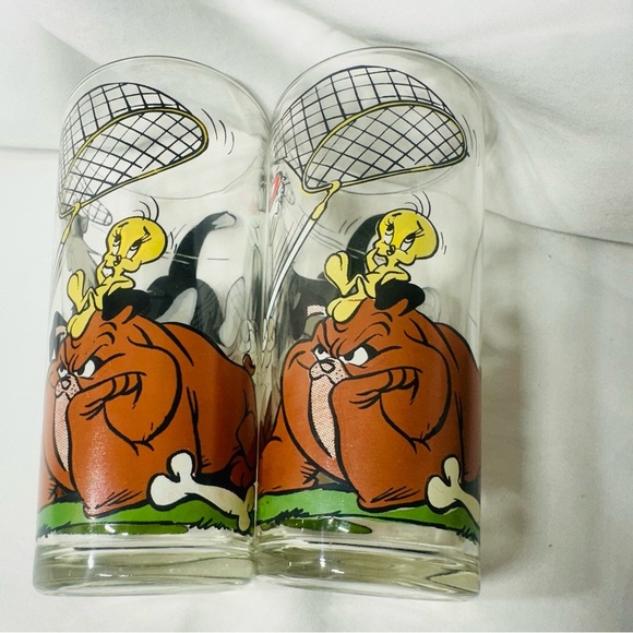 2 Vintage 1976 Pepsi Sylvester Tweety & Hector Glasses Looney Tunes Collectible - Picture 2 of 3